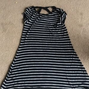 This is a black and white stripped dress.